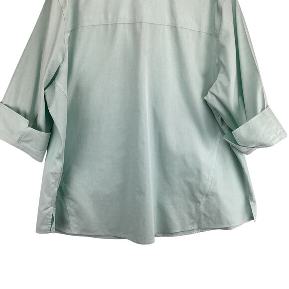 Foxcroft Button Down Shirt‎ Size 22W Mint Green 3/4 Sleeve Non-Iron - Picture 7 of 9
